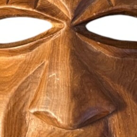 Vtg AFRICAN Hand-Carved Solid Wood Mask Tribal Art 13" high x 7" wide x 3.5 deep - Picture 10 of 12